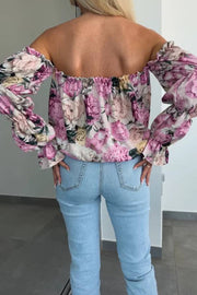 Floral off-shoulder puff sleeve top