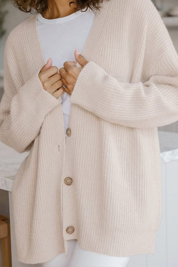 Mountain View Knit Ribbed Button Relaxed Cardigan