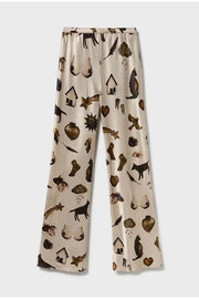 The Finishing Touch Satin Unique Print Elastic Waist Wide Leg Pants