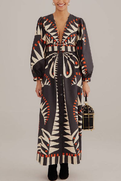 Black Coconut Grove Puff Sleeve Maxi Dress