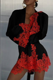 Rio Robe Black Orange Lace