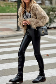 Casual pants small leg PU leather pants