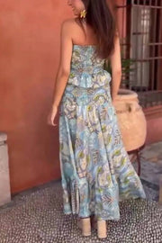 Unique Printed Tube Top And Skirt Suit