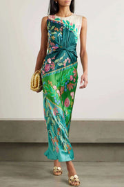 Exquisite Twisted Draped Floral Print Maxi Dress