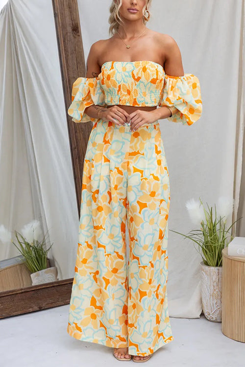 High Waist Printed Wide Leg Palazzo Pants