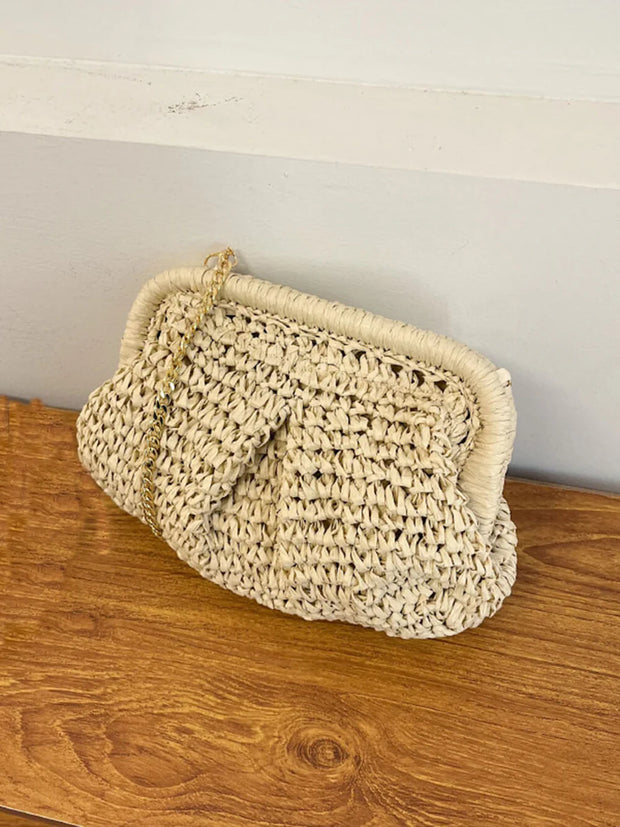 Straw Niche Design Chain Shoulder Crossbody Clutch Bag