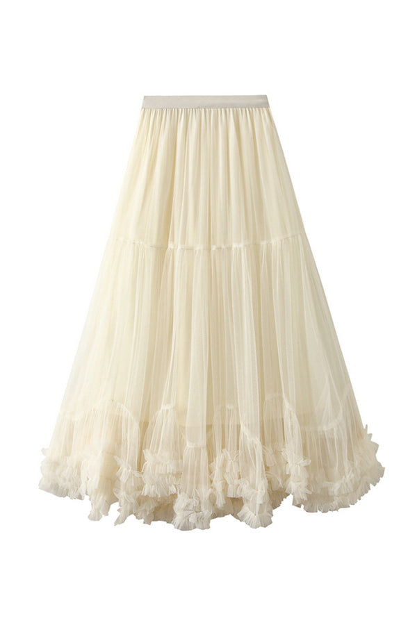 Sweet fungus lace A-line tutu skirt with large hem