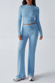 Casual Sports Style Slim Fit Long Sleeve Top Two Piece Set