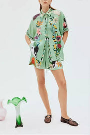 Printed Shirt and Shorts Two-Piece Set