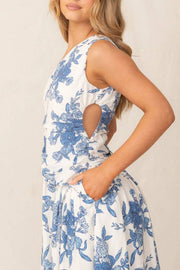 Regina Dress-Blue Print