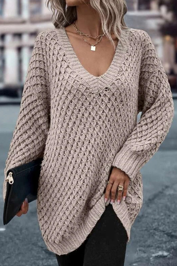 Solid Drop Shoulder Cotton Oversized Sweater