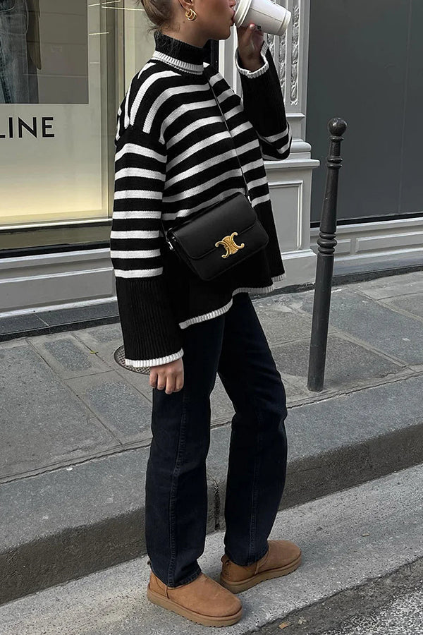 Parisian Stripe Mockneck Sweater