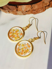 Pressed Flower Earrings -Yellow Lily Resin