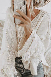 LOOK WHAT YOU MADE ME DO TASSEL KNIT SWEATER