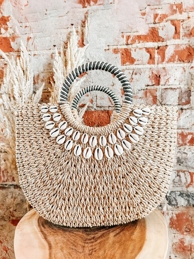 Shell Decor Straw Bag