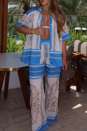 Vacation exotic print casual two-piece set