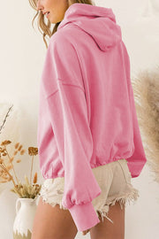 Zip Drawstring Long Sleeve Hoodie