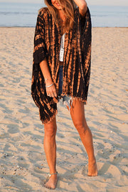 Beach vacation print tassel loose sun protection clothing