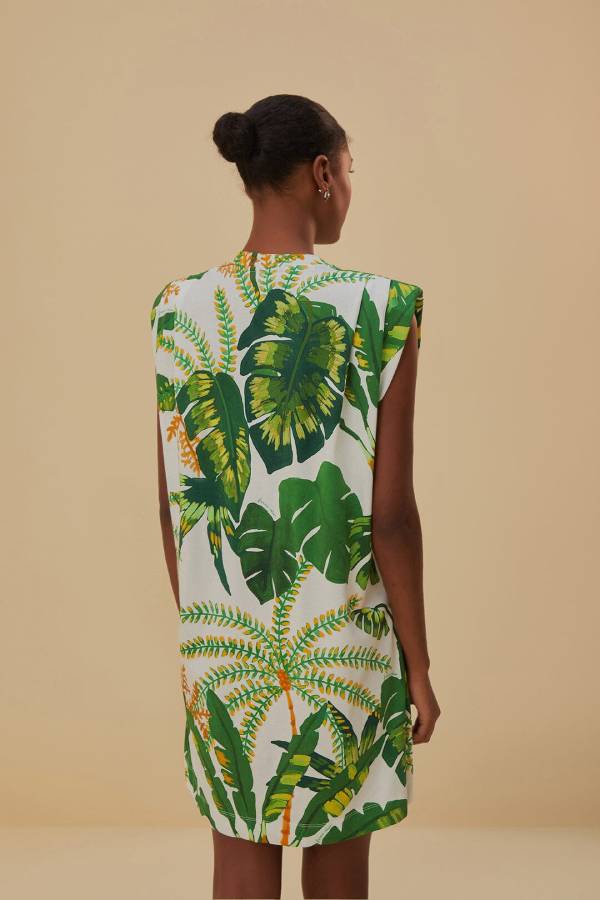 Tropical Forest Off-white T-shirt Dress