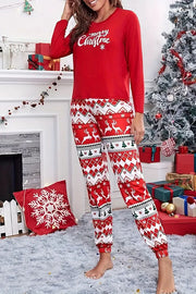 Christmas Is Calling Printed Elastic Waist Lounge Jogger Pajama Set