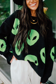 Too Cool for You Oversized Alien Knit Sweater