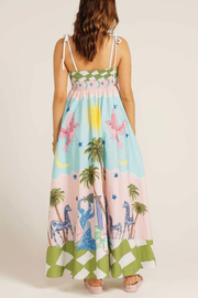 Elegant Goddess Hand-Painted Printed Maxi Dress