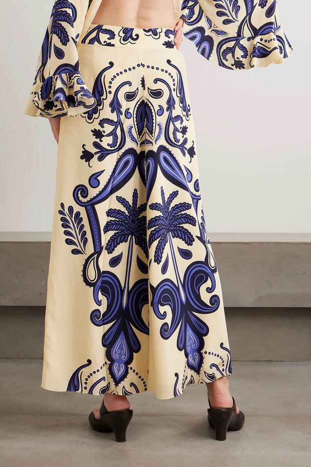Exquisite Printed Satin A-line Skirt