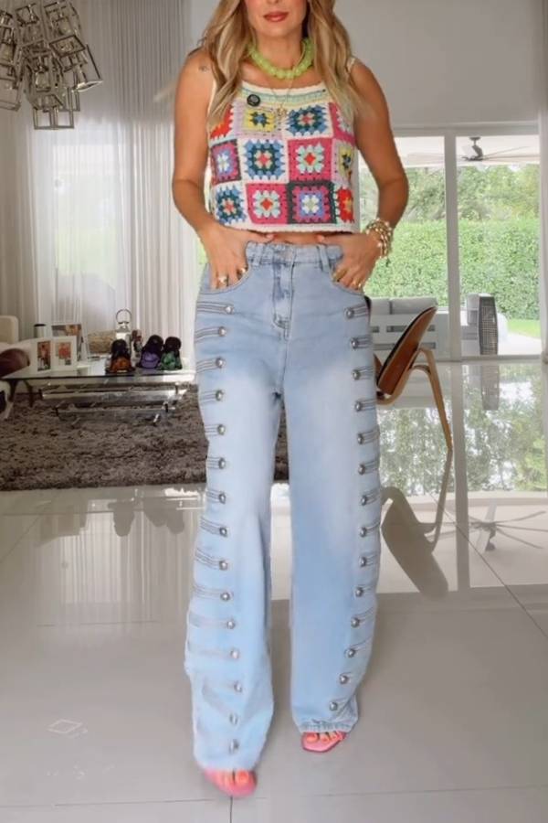 Vintage Granny Square Cropped Cami Top