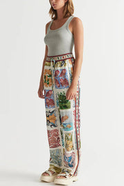 Wond A Land Unique Print Elastic Waist Pocketed Wide Leg Pants