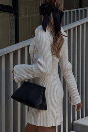 Long Sleeve Knitted Cotton Sweater Dress