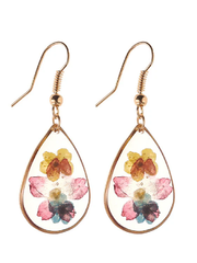 Van Gogh Water color Pressed Flower Tear Drop Earrings