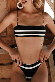 Striped Black Two pieces Swimsuit