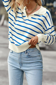 Frenchy Striped Pattern Drop Shoulder Sweater