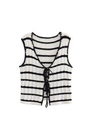 Knitted Lace-up Cardigan Vest Top + Casual Pants Two-piece Set