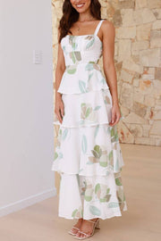 Autumn Maxi Dress - White/Green Floral