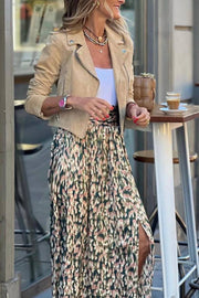Morandi leopard print slit maxi skirt