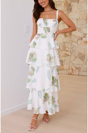 Autumn Maxi Dress - White/Green Floral