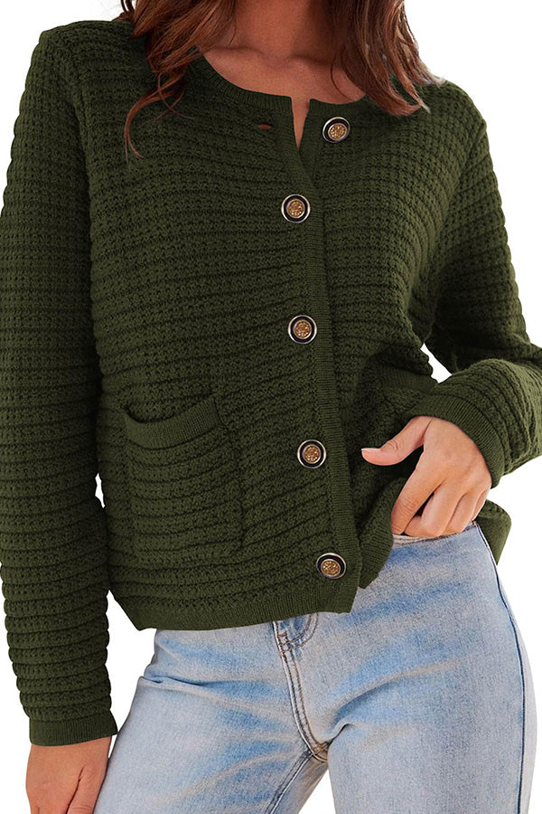 Retro long-sleeved round neck knitted new cardigan