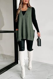 Fabulously Chic Knit Side Pocket Oversized Sweater Vest