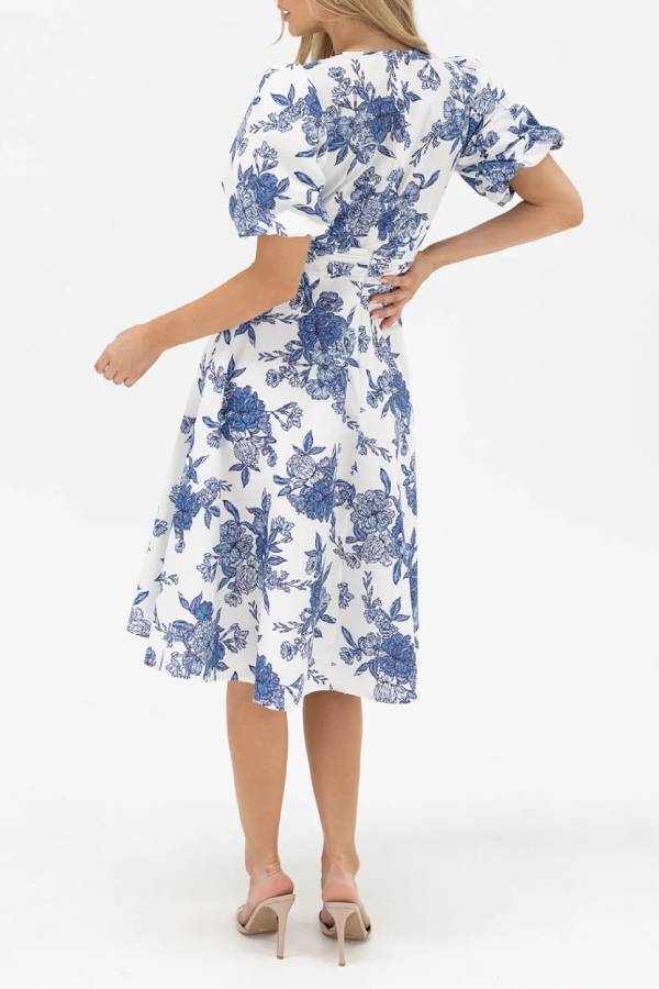 Claudia Dress-Blue Print