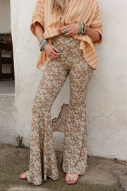 Retro floral flared pants