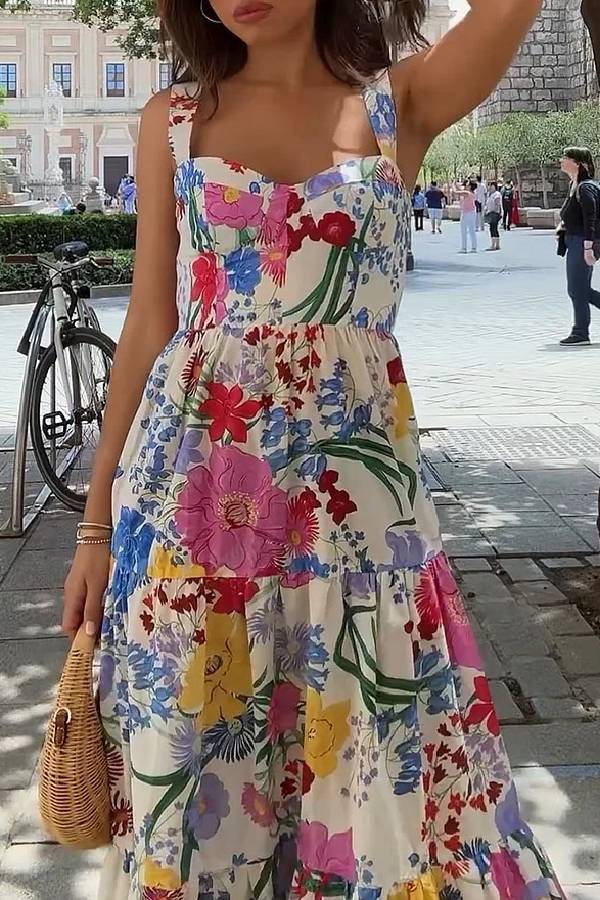 Summer casual floral print dress