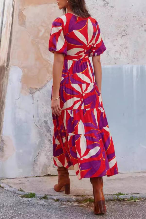 French resort style V-neck lace dress