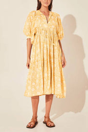 Bohemian Puff Sleeve Floral Print Loose Dress