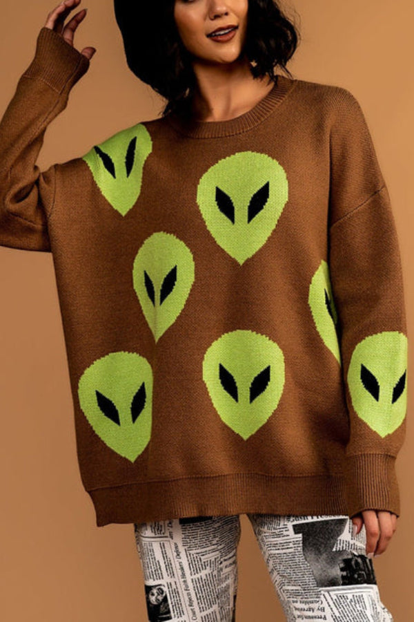 Too Cool for You Oversized Alien Knit Sweater