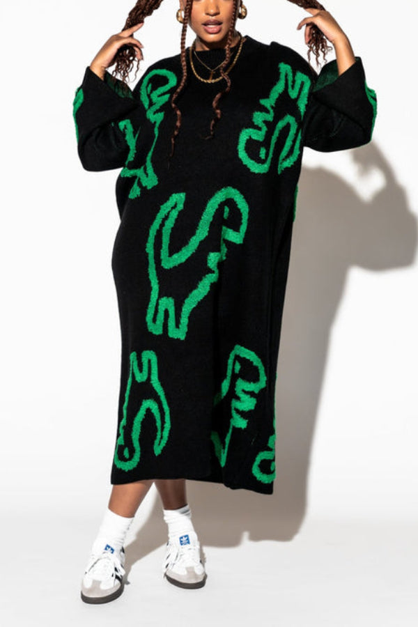 Rawr Means I Love You Oversized Knit Dress