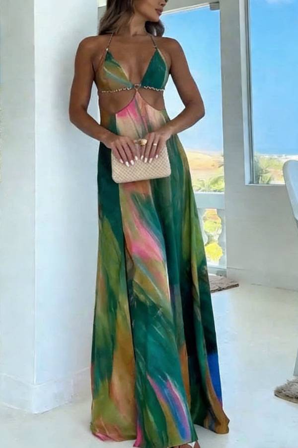 Delicate Satin Floral Print Single Breasted Midi Dress