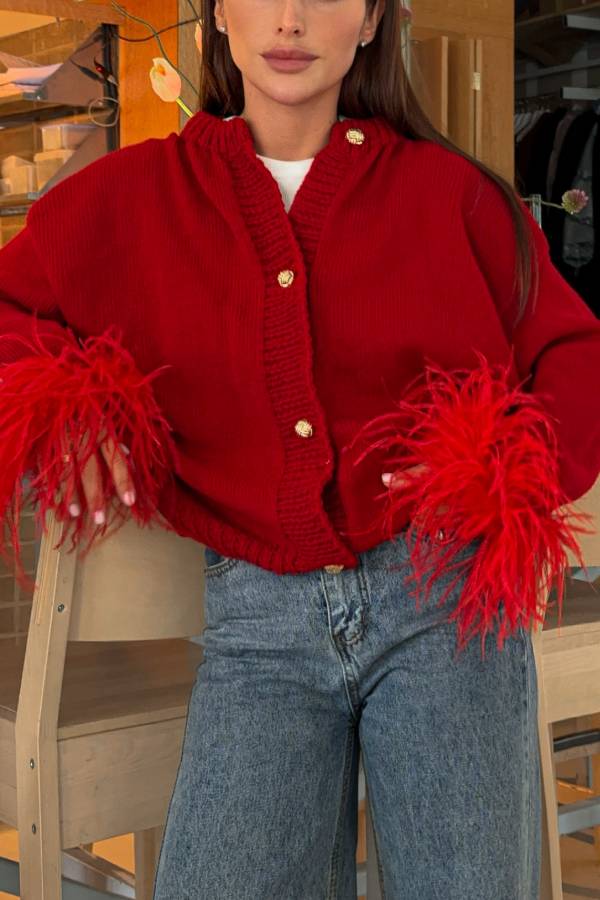 Red Letter Feather Cardigan