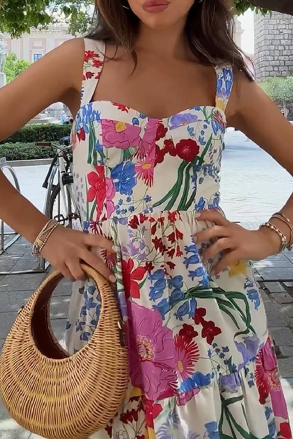 Summer casual floral print dress