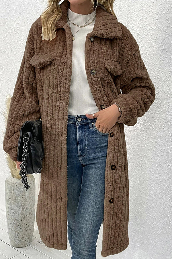 fur lapel plush top coat